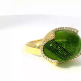 Edler Designerring in 14 Karat Gelbgold mit Peridot & Brillanten