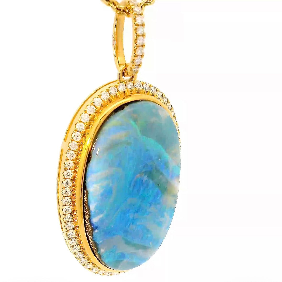 Prunkvoller Anhänger in 18 Karat Gelbgold mit australischem Boulderopal & Brillanten