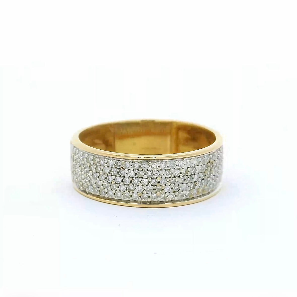 Zeitloser Bandring in 14 Karat Gelb- und Weißgold mit Achtkant-Diamanten