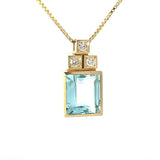 Handgefertigter Anhänger in 14 Karat Gelbgold mit Aquamarin & Brillanten