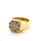 Robuster Unisex Ring in 18 Karat Gold mit Schrauben-Optik und Brillanten