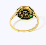 Art-Deco-Ring in 18 Karat Gelb- & Weißgold mit Smaragden & Brillanten