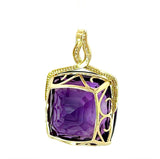 Riesiger Amethyst Anhänger in 14 Karat Gelbgold mit feinen Brillanten