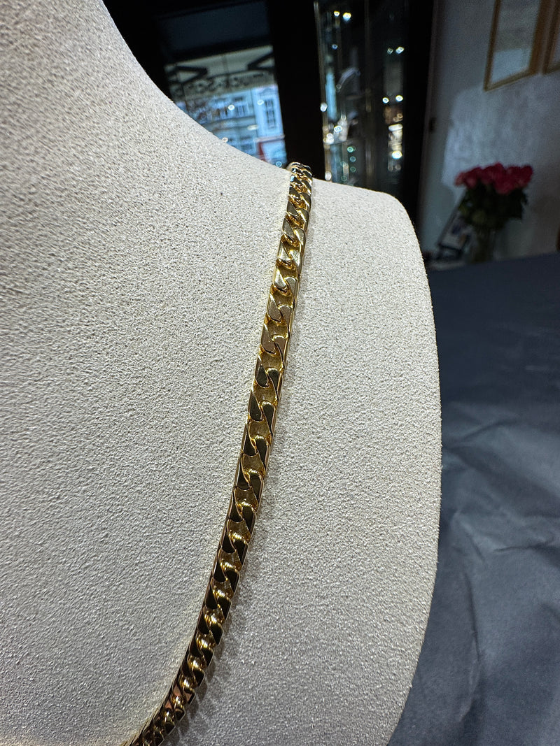 Massive & kantige Panzerkette in 18 Karat (750) Gelbgold mit Karabiner