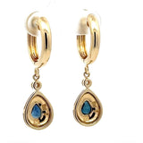 Elegante Ohrringe in 14 Karat Gelbgold mit Saphiren & Brillanten