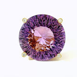 Moderner Amethyst Ring in 14 Karat Gelbgold mit feinen Brillanten