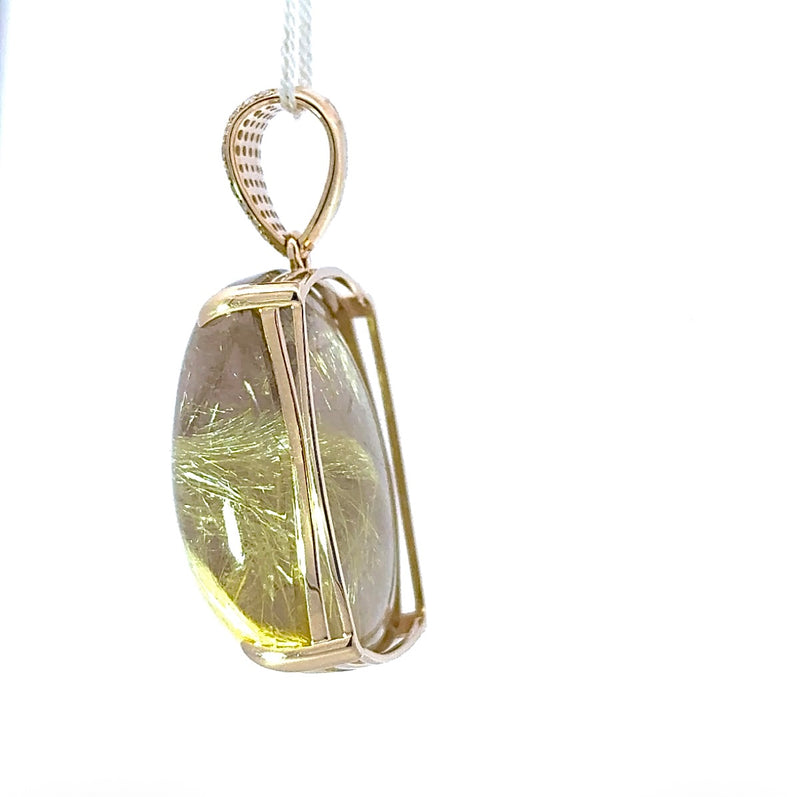 Moderner Rutilquarz Anhänger in 14 Karat Gelbgold mit hochfeinen Brillanten