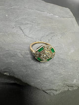 Art-Deco-Ring in 18 Karat Gelb- & Weißgold mit Smaragden & Brillanten