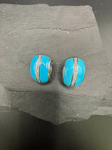 Exklusive 18 Karat Weißgold-Kreolen mit Türkis & Brillanten