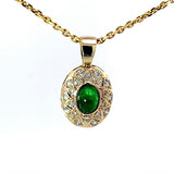 Eleganter Anhänger in 14 Karat Gelbgold mit Smaragd & Brillanten