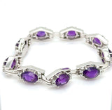 Massives Amethyst Armband in 14 Karat Weißgold mit Diamanten