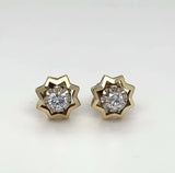Stilvolle Ohrstecker in 14 Karat (585) Gelb-und Weißgold mit feinen Brillanten