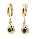 Elegante Ohrringe in 14 Karat Gelbgold mit Saphiren & Brillanten