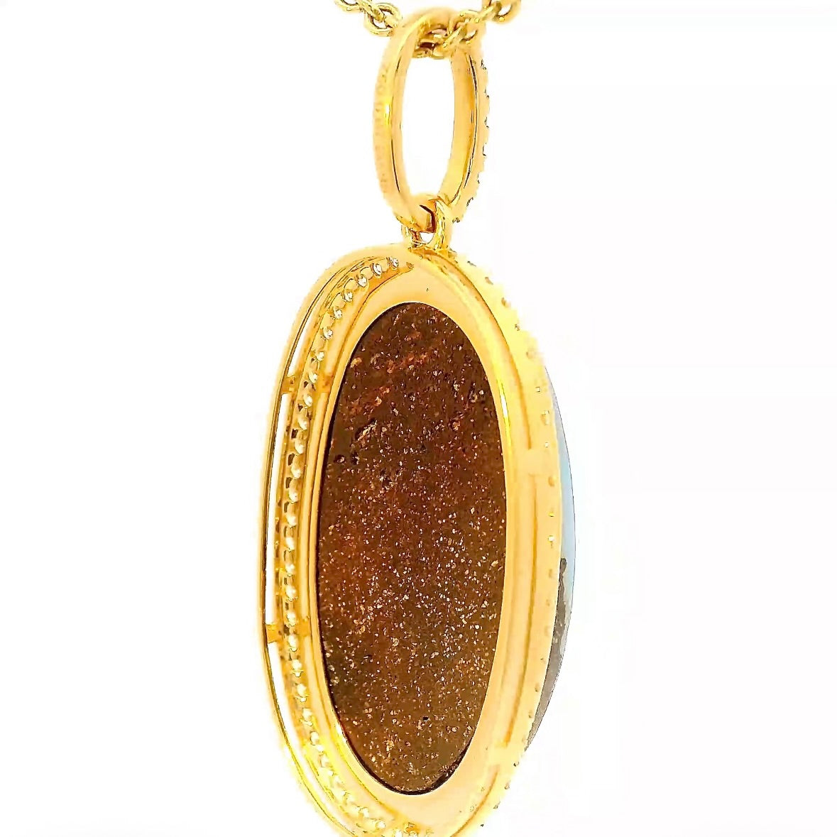 Prunkvoller Anhänger in 18 Karat Gelbgold mit australischem Boulderopal & Brillanten