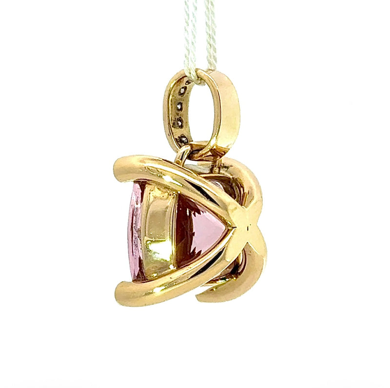 Hochfeiner Morganit Anhänger in 14 Karat Gelbgold mit Brillanten - Handarbeit