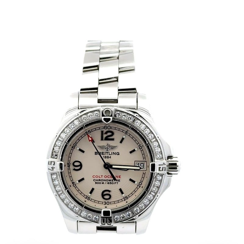 Elegante Breitling Colt Ocean Damenuhr mit Diamantlünette – Full Set, neuwertig