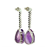 Edle Hängeohrringe in 18 Karat Weißgold mit Altschliff-Diamanten & Amethysten