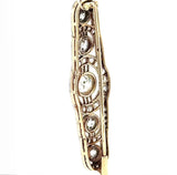 Eindrucksvolle Art-Deco Brosche in 14 Karat Gold mit großen Altschliff Diamanten