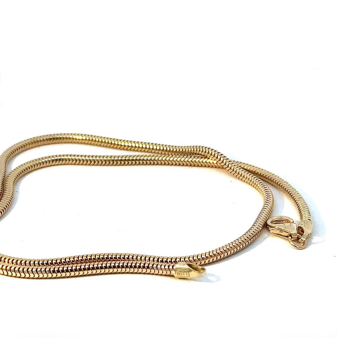 Edle Schlangenkette in 14 Karat Gelbgold mit Karabinerverschluss