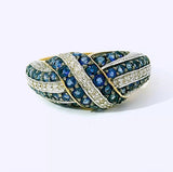 Wirkungsvoller Ring in 14 Karat Gelbgold mit Saphiren & Diamanten