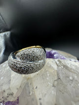 Massiver bicolor Ring in 18 Karat (750) Gold mit 156 Brillanten