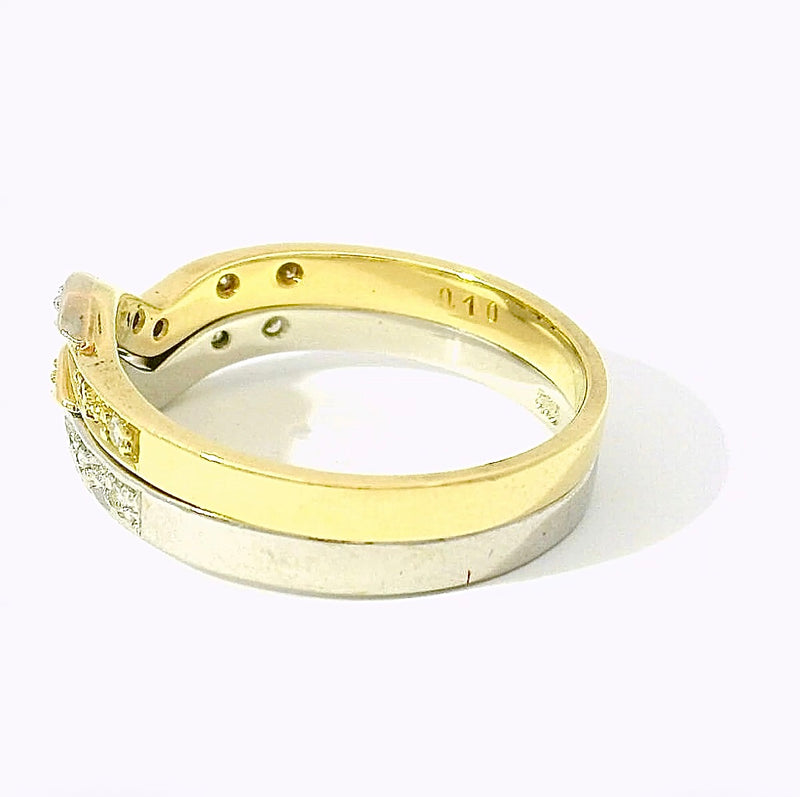 Ausgefallenes Ring-Duo in 14 Karat Gelb- & Weißgold mit Diamanten