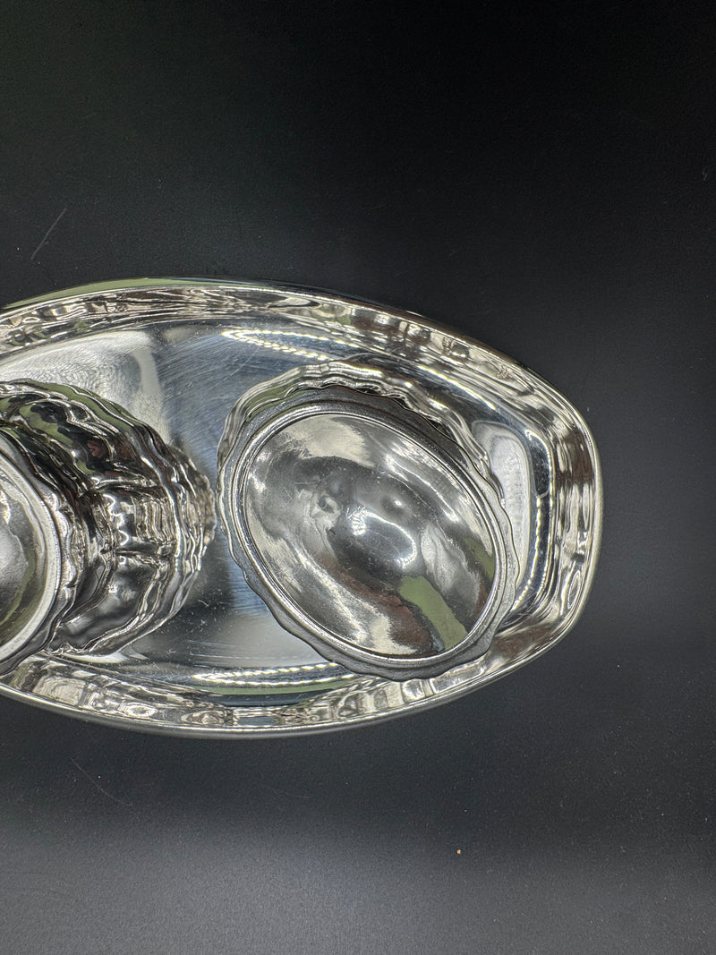 Stilvolles Salz- & Pfeffer-Service mit Tablett – in 835er Silber
