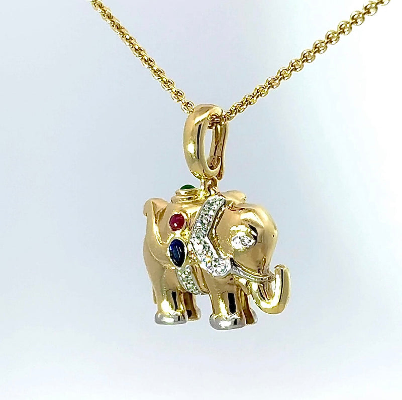 Eleganter Wendeanhänger in 14 Karat Gelbgold – feine Edelsteine & Brillanten