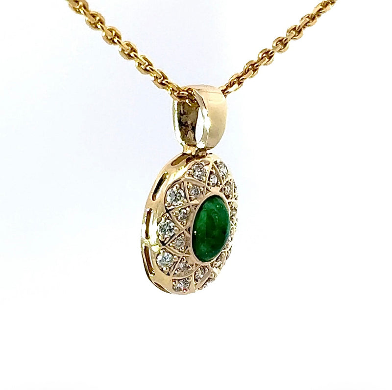 Eleganter Anhänger in 14 Karat Gelbgold mit Smaragd & Brillanten