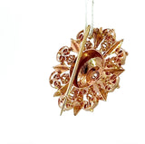 Art Déco Brosche in 14 Karat Roségold mit Altschliff-Diamant & Naturperlen