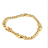 Ausgefallenes Panzerketten-Armband in 18 Karat Gelbgold mit Brillanten