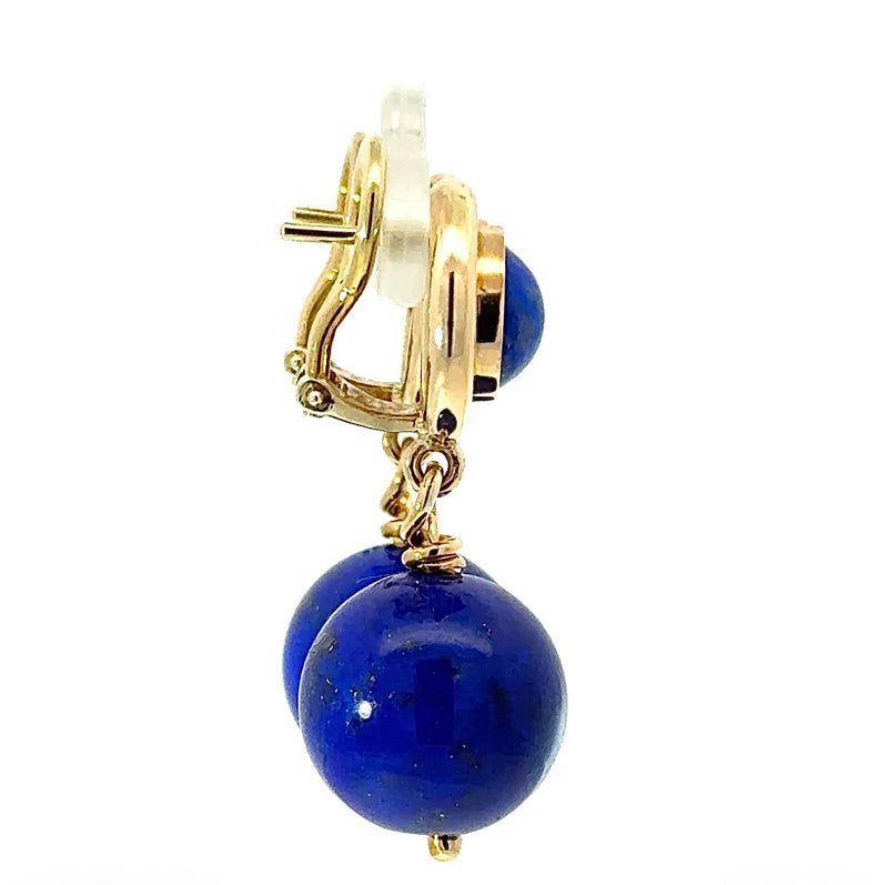 Elegante Ohrringe in 14 Karat Gelbgold mit hochfeinem Lapis Lazuli
