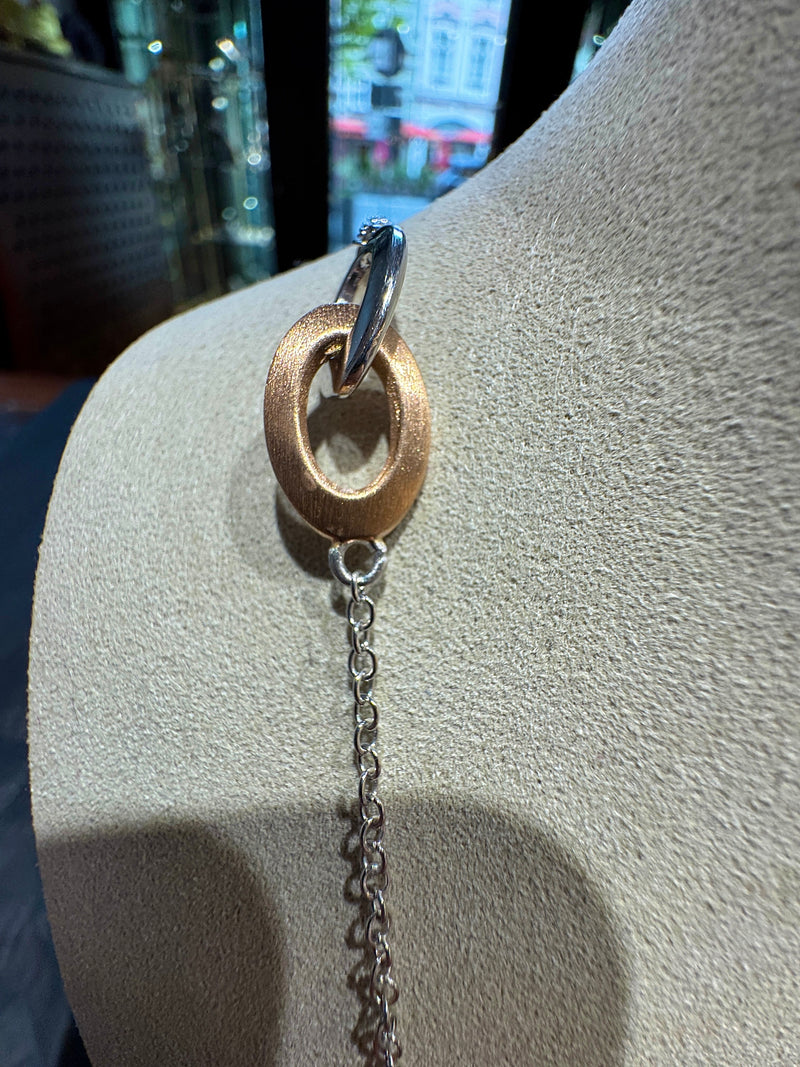 Moderne Halskette in 14 Karat Weiß -und Roségold