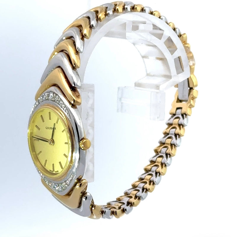 Ausgefallene Goldbaur-Uhr in 18 Karat Gelb- & Weißgold – mit Brillanten