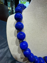 Edle Lapis Lazuli Halskette mit 14 Karat Gelbgold Kugelschloss