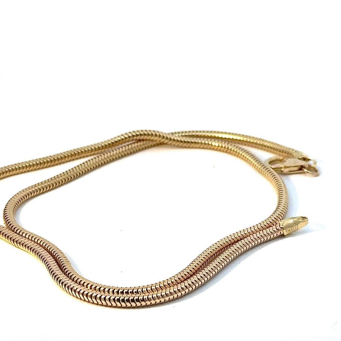 Edle Schlangenkette in 14 Karat Gelbgold mit Karabinerverschluss
