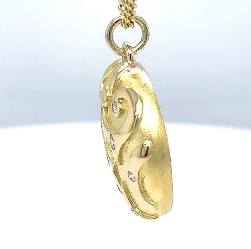 Ausgefallener Anhänger in 18 Karat Gelbgold mit feinen Brillanten