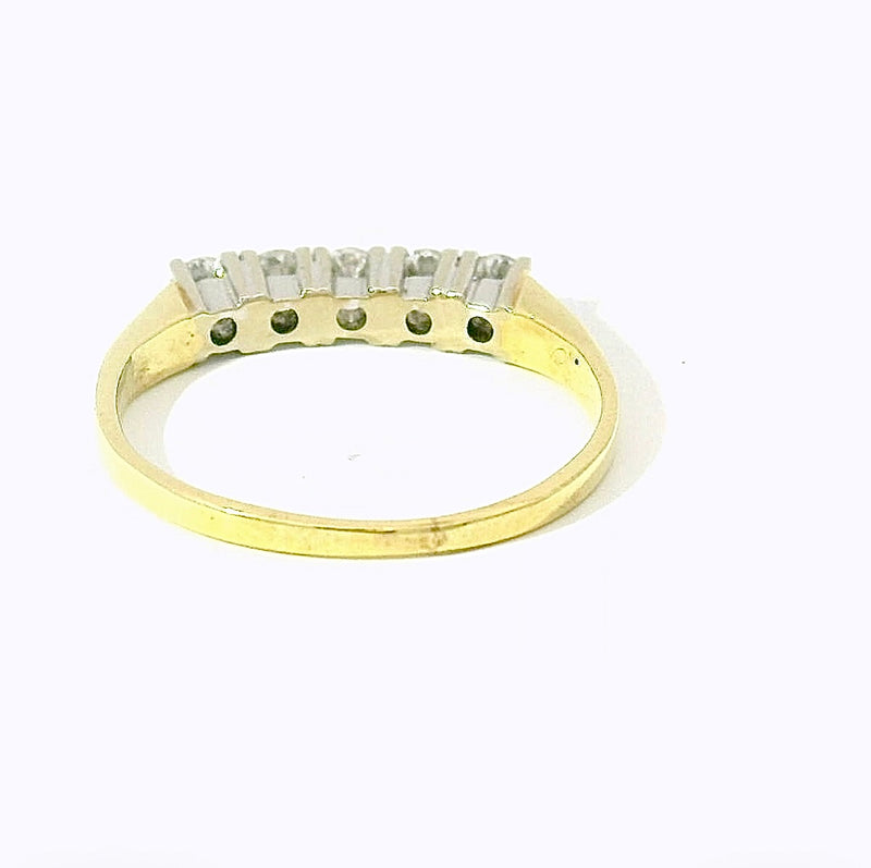 Halbmemory Ring in 14 Karat Gelb- & Weißgold mit Brillanten