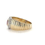Stilvoller Vintage-Ring in 14 Karat Gelöbgold mit feinem Rubin & Brillanten