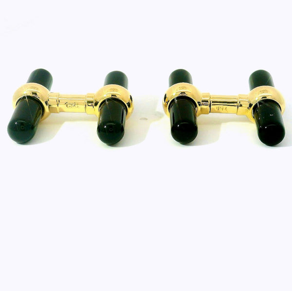 Manschettenknöpfe in 18 Karat Gelbgold – Edelsteineinsätze aus Onyx, Lapis Lazuli & Malachit