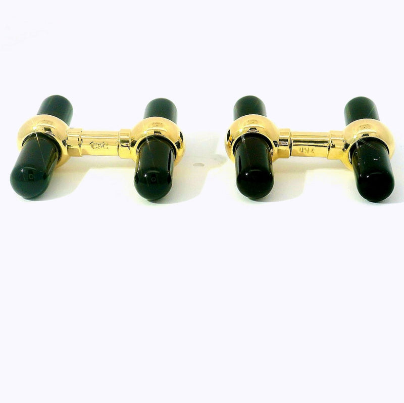 Manschettenknöpfe in 18 Karat Gelbgold – Edelsteineinsätze aus Onyx, Lapis Lazuli & Malachit | Anhänger - Schmuck Schroll