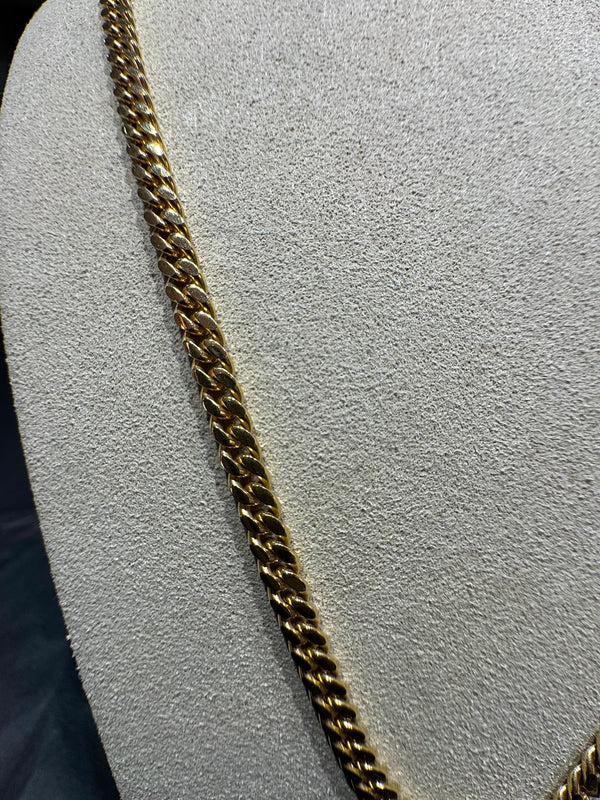 Abgerundete Panzerkette in 14 Karat Gelbgold mit Karabiner