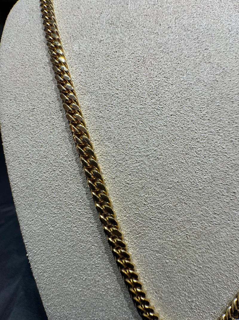 Abgerundete Panzerkette in 14 Karat Gelbgold mit Karabiner