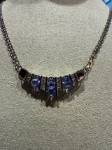 Elegantes Collier in 14 Karat Weißgold mit feinen Tansaniten & Brillanten