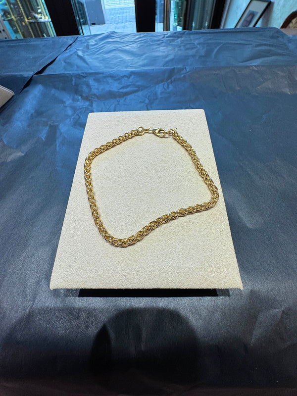 Elegantes Zopf Armband in 14 Karat Gelbgold mit Karabiner