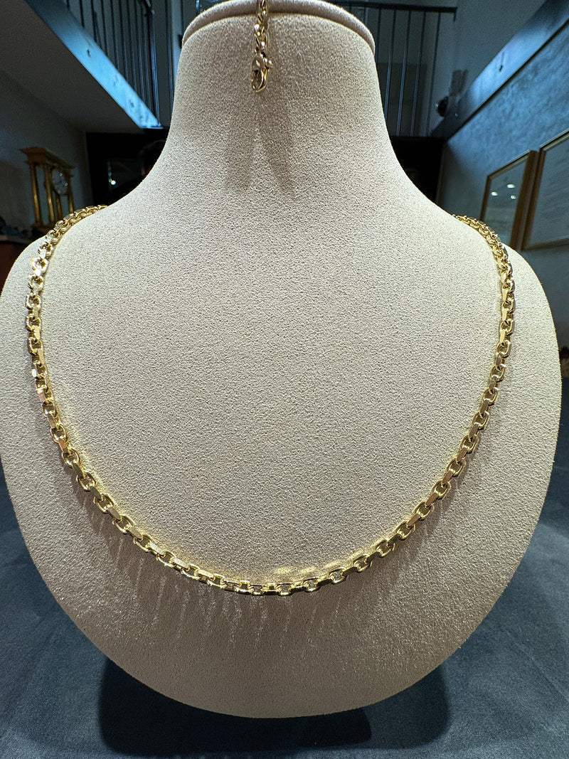 Massive Diamantierte Ankerkette in 14 Karat Gelbgold mit Verlängerungskette | Halsketten - Schmuck Schroll