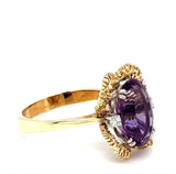 Handgefertigter Amethyst Ring in 14 Karat Gelb -& Weißgold mit Brillanten