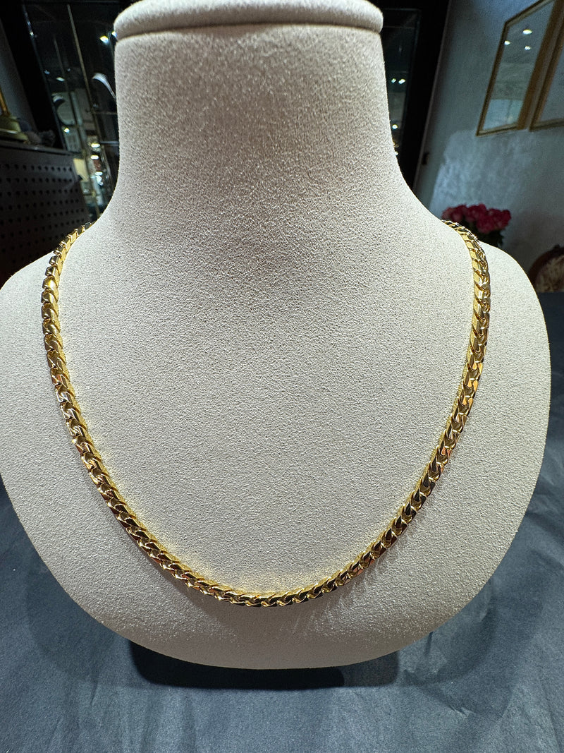 Massive & kantige Panzerkette in 18 Karat (750) Gelbgold mit Karabiner