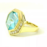 Ausgefallener Ring in 14 Karat Gelbgold mit leuchtendem Topas & Brillanten