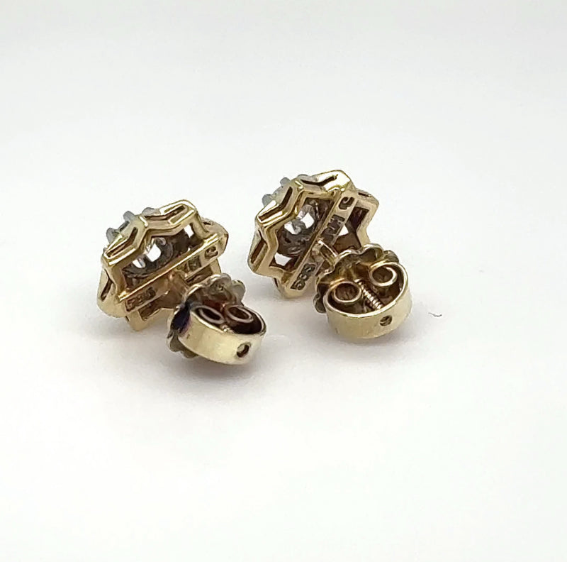 Stilvolle Ohrstecker in 14 Karat (585) Gelb-und Weißgold mit feinen Brillanten